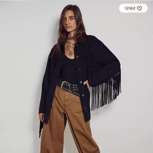 Free People We The Free Fringe Out Vegan Suede Jacket